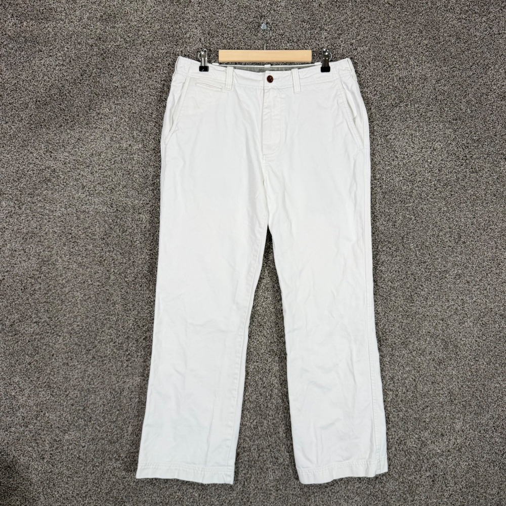 Vintage J Crew Broken-In Bootcut Pants Mens 33/30 White Chino Preppy Casual